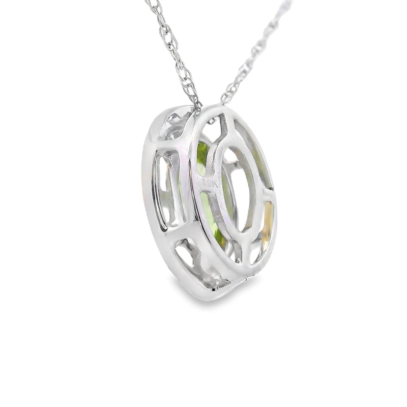 Bids.com .52ct Peridot Diamond Fashion Pendants 10KT White Gold Pendants White Smoke 18