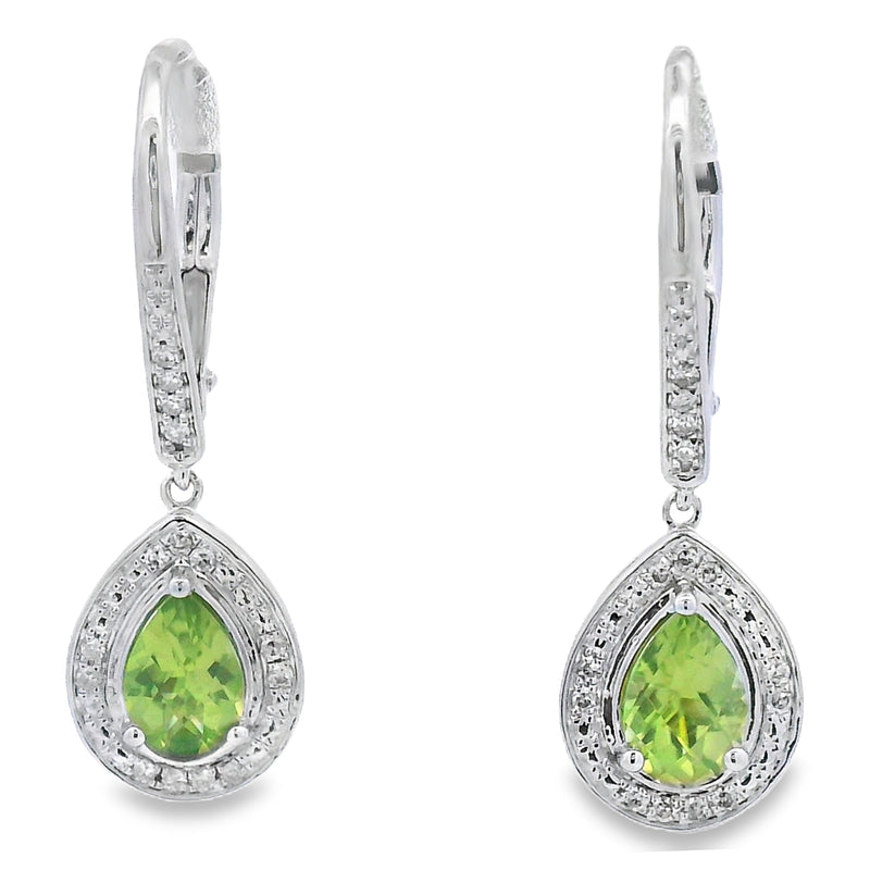 Bids.com .96ct Peridot Diamond Dangle Earrings 10KT White Gold Earrings White Smoke Default Title