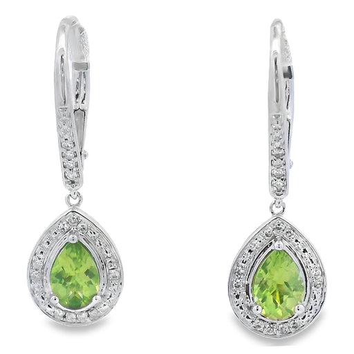 Bids.com .96ct Peridot Diamond Dangle Earrings 10KT White Gold Earrings White Smoke Default Title
