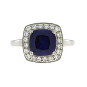 Bids.com Created Sapphire Moissanite Ring Sterling Silver Rings White Smoke 7.0