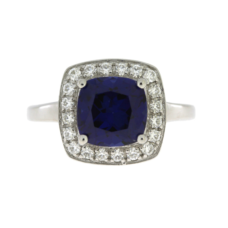 Bids.com Created Sapphire Moissanite Ring Sterling Silver Rings White Smoke 7.0