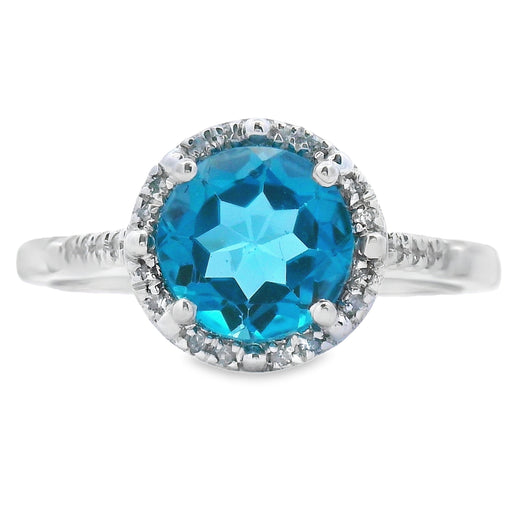 Bids.com 1.35ct London Blue Topaz Diamond Ring 10KT White Gold Rings White Smoke 7.0