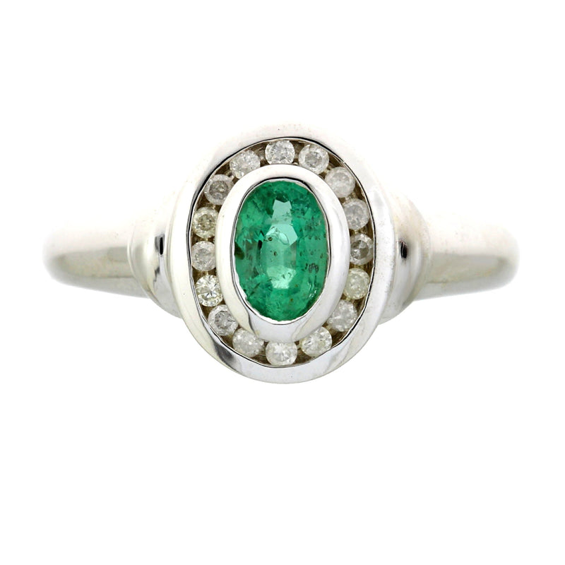 Bids.com .60ct Emerald Diamond Ring 10KT White Gold Rings White Smoke 7.0