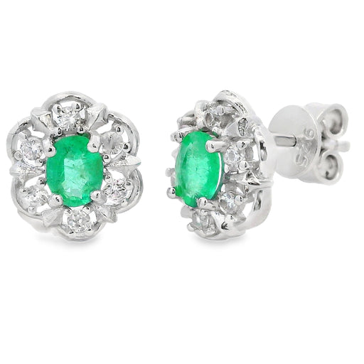 Bids.com .92ct Emerald Zircon Stud Earrings Sterling Silver Earrings White Smoke Default Title