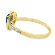 Bids.com .54ct London Blue Topaz Diamond Ring 10KT Yellow Gold Rings White Smoke 7.0