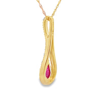 Bids.com .48ct Ruby Diamond Fashion Pendants 10KT Yellow Gold Pendants White Smoke 18