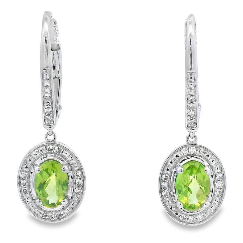 Bids.com 1.21ct Peridot Diamond Dangle Earrings 10KT White Gold Earrings White Smoke Default Title
