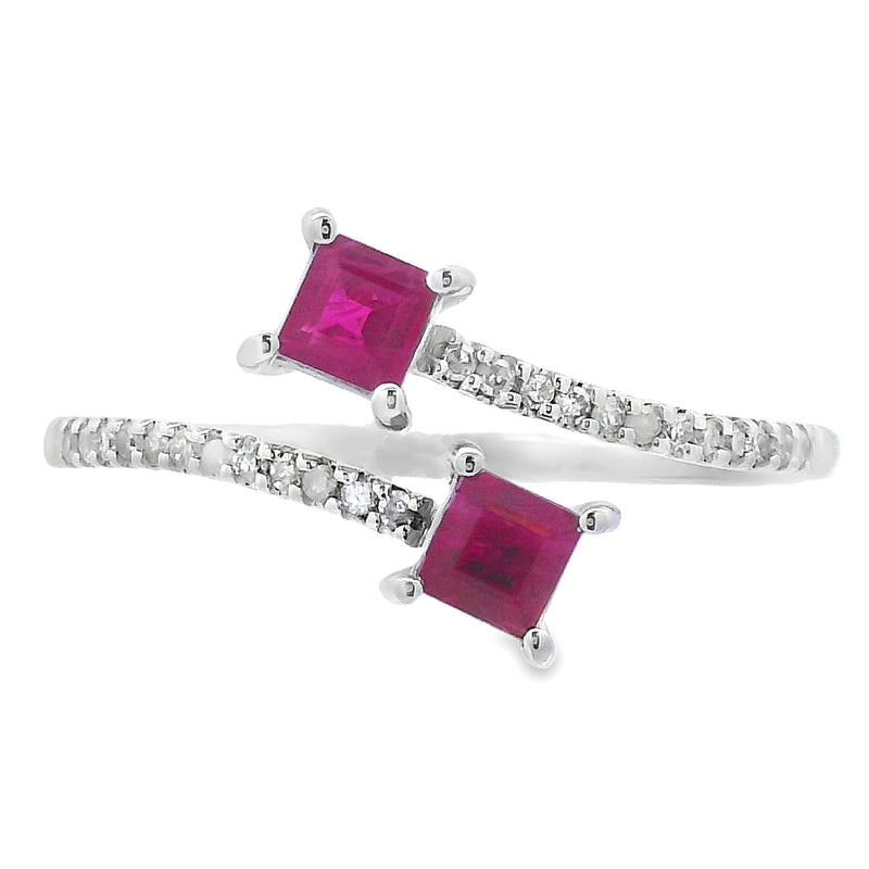 Bids.com .57ct Ruby Diamond Ring 14KT White Gold Rings White Smoke 7