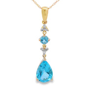 Bids.com Blue Topaz Diamond Fashion Pendants 10KT Yellow Gold Pendants White Smoke 18