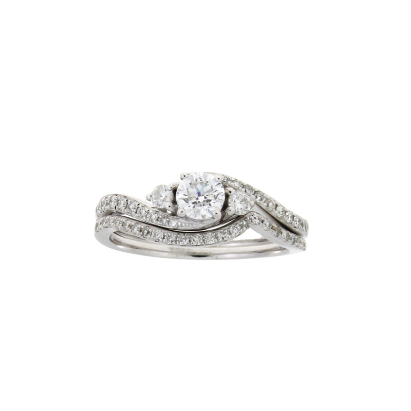 Bids.com .70ct Diamond Engagement Ring Set 14KT White Gold Rings White Smoke 7.0