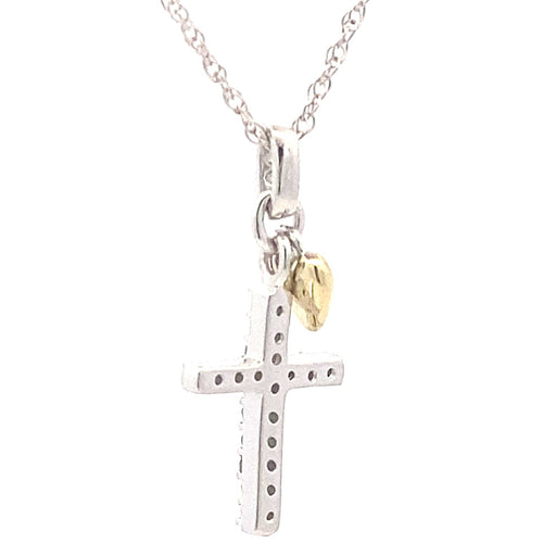 Bids.com .15ct Diamond Cross Religious Pendant Sterling Silver Pendants White Smoke 18