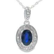 Bids.com .65ct Sapphire Diamond Fashion Pendants 10KT White Gold Pendants White Smoke 18