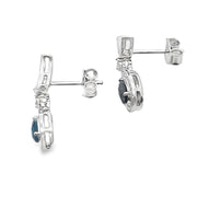 Bids.com .59ct London Blue Topaz Dangle Earrings 10KT White Gold Earrings White Smoke