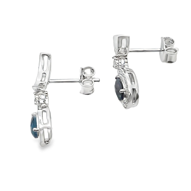 Bids.com .59ct London Blue Topaz Dangle Earrings 10KT White Gold Earrings White Smoke
