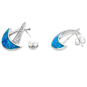 Bids.com Created Opal Dangle Earrings Sterling Silver Earrings White Smoke