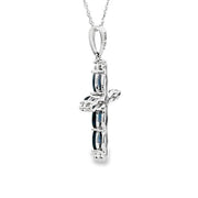 Bids.com 1.08ct Sapphire Cross Religious Pendant 10KT White Gold Pendants White Smoke 18