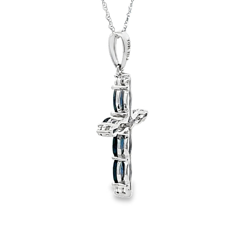 Bids.com 1.08ct Sapphire Cross Religious Pendant 10KT White Gold Pendants White Smoke 18