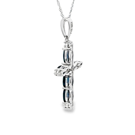 Bids.com 1.08ct Sapphire Cross Religious Pendant 10KT White Gold Pendants White Smoke 18