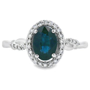 Bids.com 1.07ct Sapphire Diamond Ring 10KT White Gold Rings White Smoke 7.0