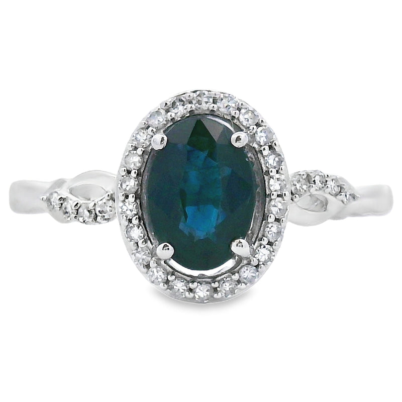 Bids.com 1.07ct Sapphire Diamond Ring 10KT White Gold Rings White Smoke 7.0