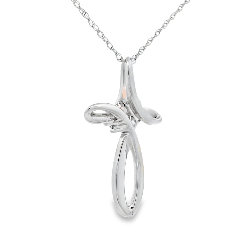 Bids.com .04ct Diamond Cross Religious Pendant 14KT White Gold Pendants White Smoke 18