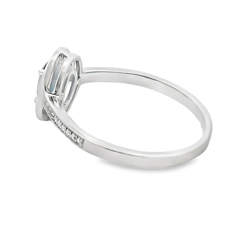 Bids.com .63ct London Blue Topaz Diamond Ring 10KT White Gold Rings White Smoke 7.0