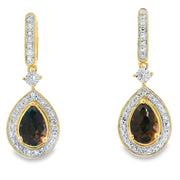 Bids.com .84ct Quartz Diamond Dangle Earrings 10KT Yellow Gold Earrings White Smoke Default Title