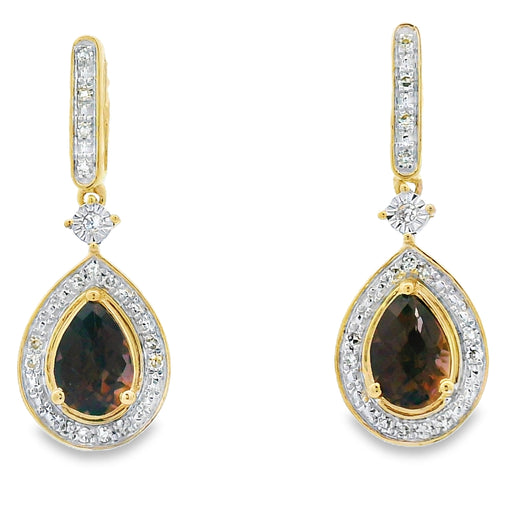 Bids.com .84ct Quartz Diamond Dangle Earrings 10KT Yellow Gold Earrings White Smoke Default Title