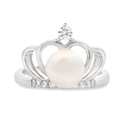 Bids.com FW Pearl Cubic Zirconium Ring Sterling Silver Rings White Smoke 5.0