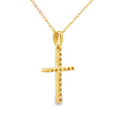 Bids.com .11ct Diamond Cross Religious Pendant 14KT Yellow Gold Pendants White Smoke 18