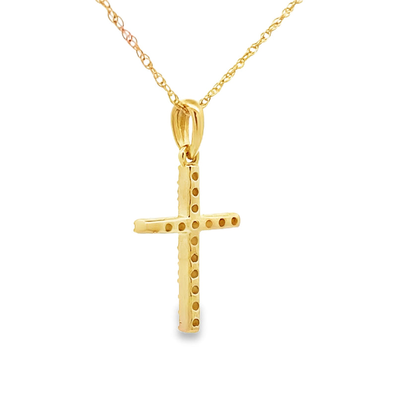 Bids.com .11ct Diamond Cross Religious Pendant 14KT Yellow Gold Pendants White Smoke 18