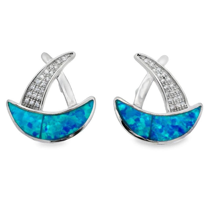 Bids.com Created Opal Dangle Earrings Sterling Silver Earrings White Smoke Default Title