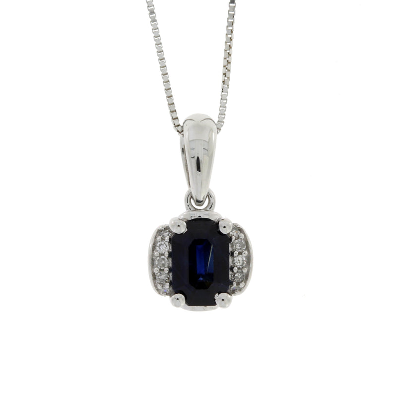 Bids.com .63ct Sapphire Diamond Fashion Pendants 14KT White Gold Pendants White Smoke 18