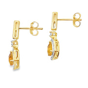 Bids.com .89ct Citrine Diamond Dangle Earrings 10KT Yellow Gold Earrings White Smoke