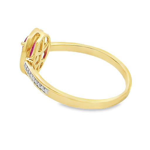 Bids.com .54ct Ruby Diamond Ring 10KT Yellow Gold Rings White Smoke 7.0