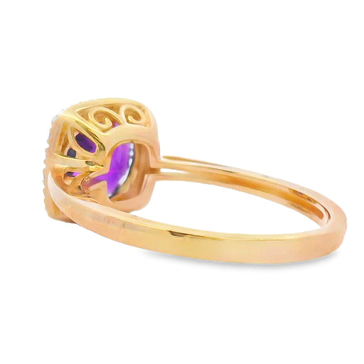 Bids.com 1.34ct Amethyst Diamond Ring 10KT Yellow Gold Rings White Smoke 7.0