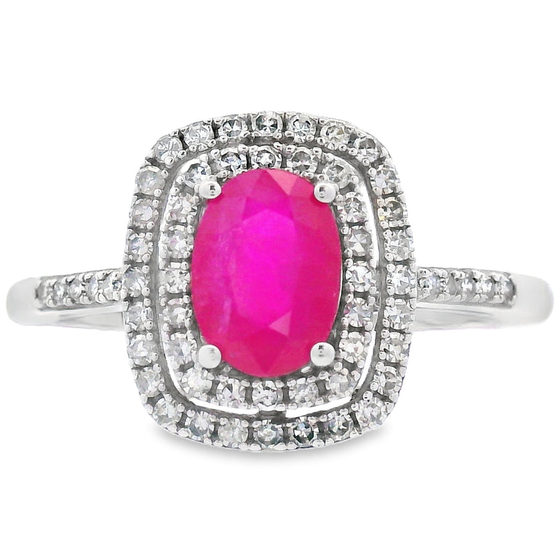 Bids.com 1.29ct Ruby Diamond Ring 10KT White Gold Rings White Smoke 7.0
