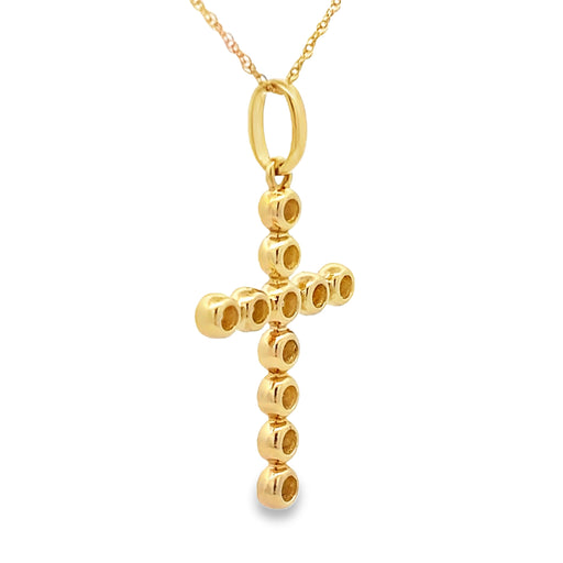 Bids.com .31ct Diamond Cross Religious Pendant 14KT Yellow Gold Pendants White Smoke 18