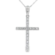 Bids.com .45ct Diamond Cross Religious Pendant 14KT White Gold Pendants White Smoke 18