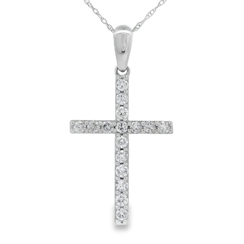 Bids.com .45ct Diamond Cross Religious Pendant 14KT White Gold Pendants White Smoke 18