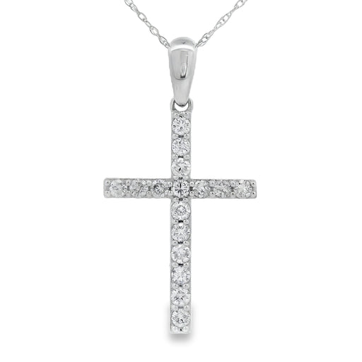 Bids.com .45ct Diamond Cross Religious Pendant 14KT White Gold Pendants White Smoke 18