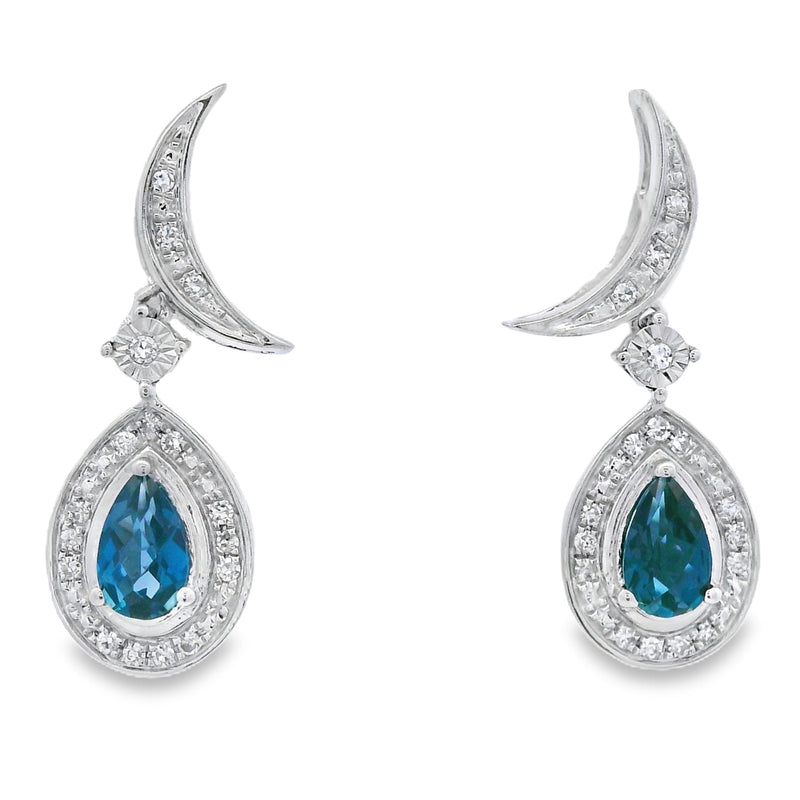 Bids.com .59ct London Blue Topaz Dangle Earrings 10KT White Gold Earrings White Smoke Default Title