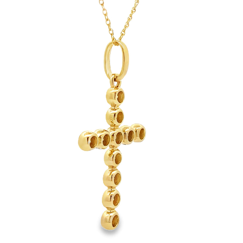 Bids.com .50ct Diamond Cross Religious Pendant 14KT Yellow Gold Pendants White Smoke 18