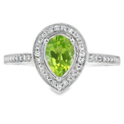 Bids.com .50ct Peridot Diamond Ring 10KT White Gold Rings White Smoke 7.0