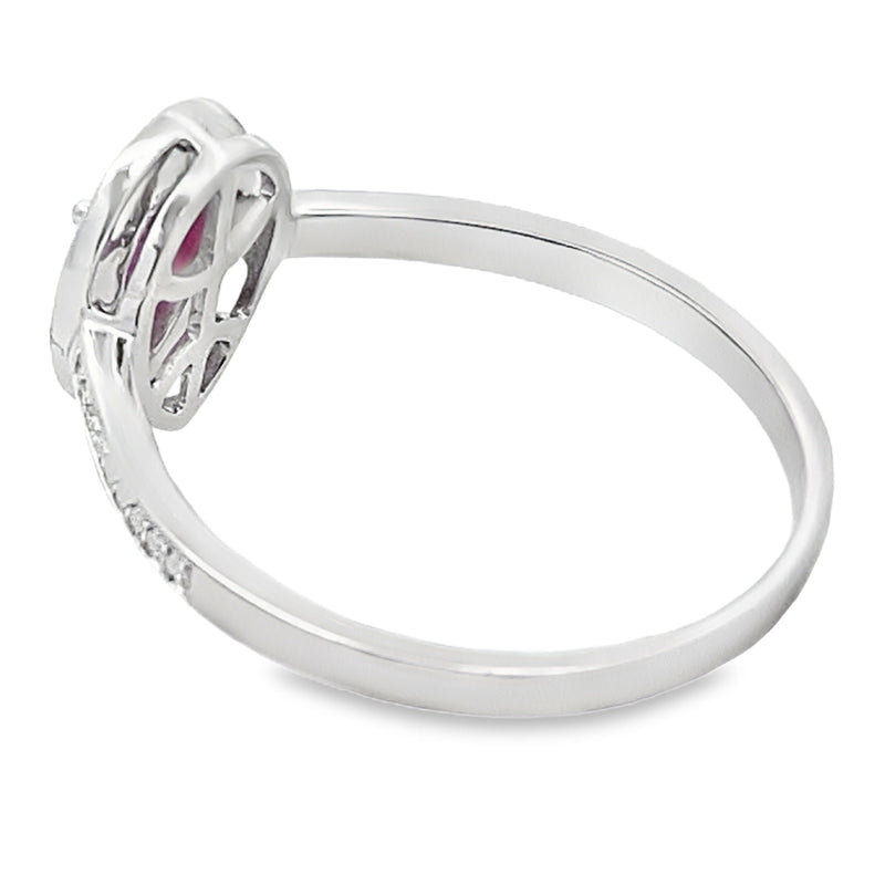 Bids.com .54ct Ruby Diamond Ring 10KT White Gold Rings White Smoke 7.0