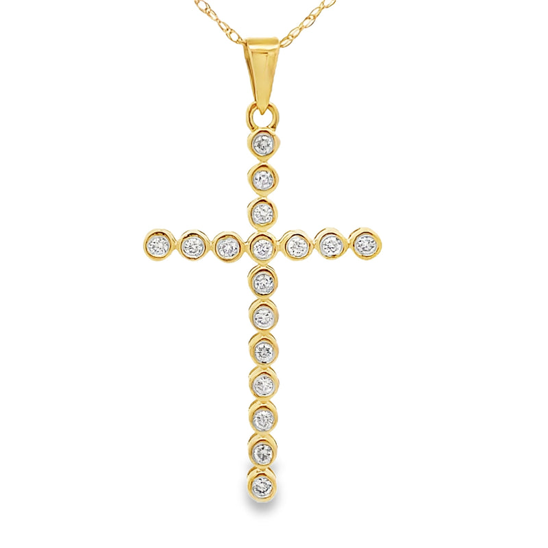 Bids.com .17ct Diamond Cross Religious Pendant 14KT Yellow Gold Pendants White Smoke 18
