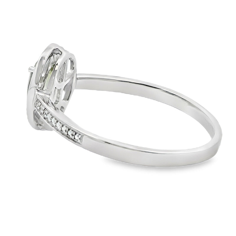 Bids.com .50ct Peridot Diamond Ring 10KT White Gold Rings White Smoke 7.0
