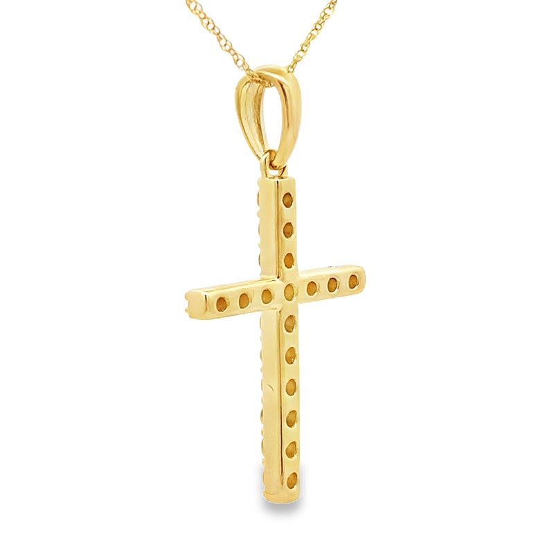 Bids.com .45ct Diamond Cross Religious Pendant 14KT Yellow Gold Pendants White Smoke 18