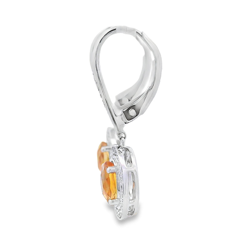 Bids.com 1.04ct Citrine Diamond Dangle Earrings 10KT White Gold Earrings White Smoke