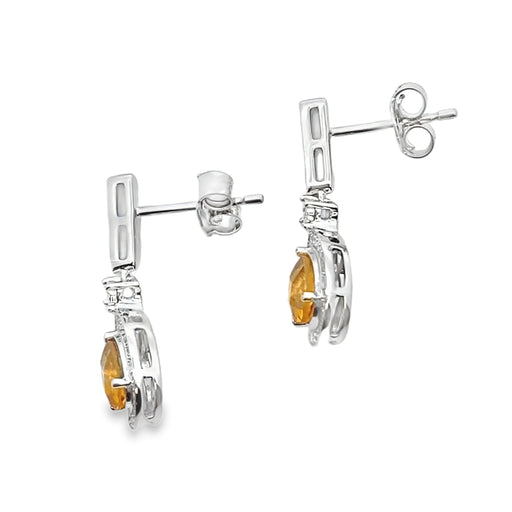Bids.com .89ct Citrine Diamond Dangle Earrings 10KT White Gold Earrings White Smoke
